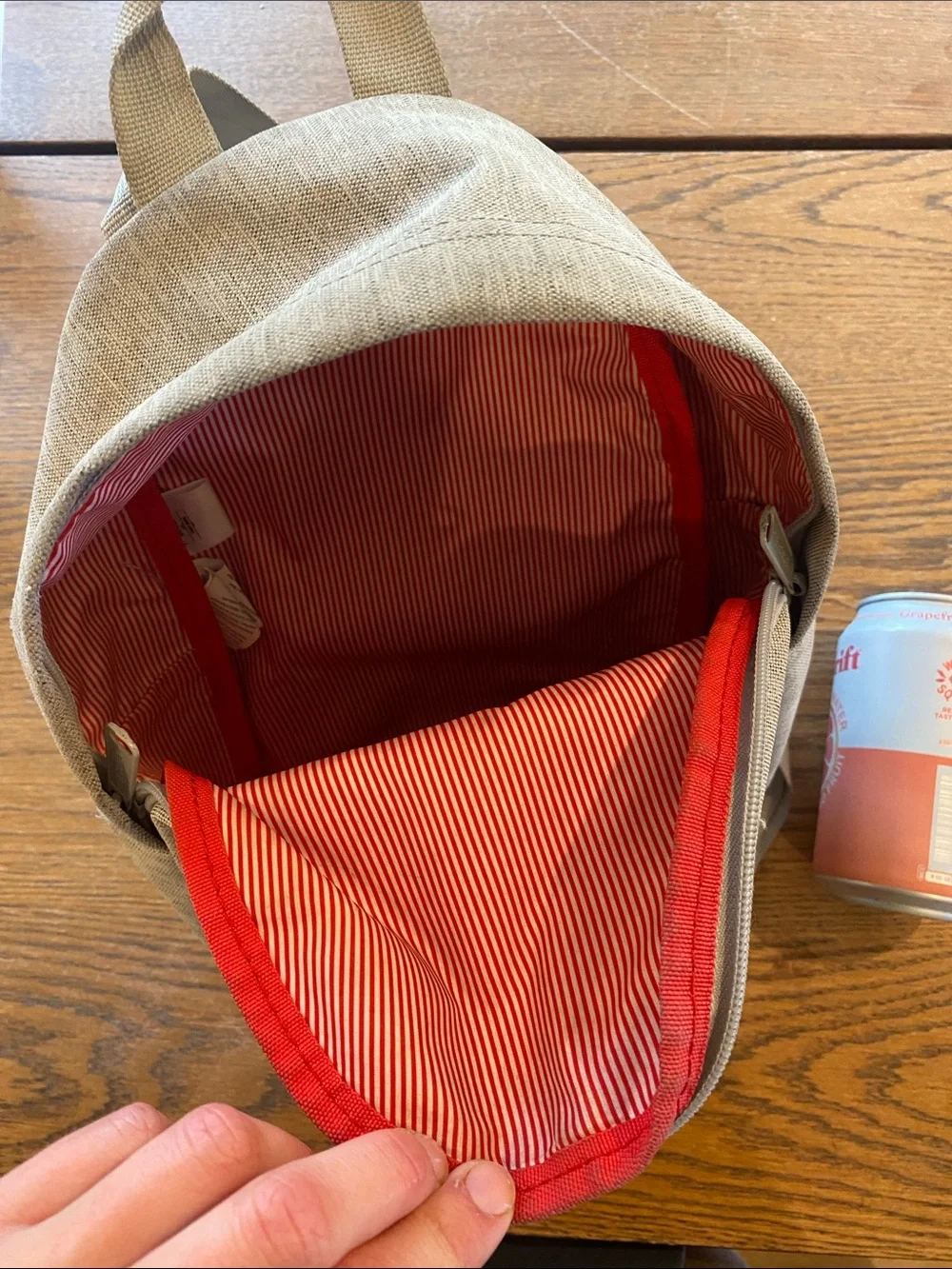Herschel Supply Company Small Light Gray Backpack with Red Zipper Accent
